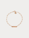 Paperclip Engravable Bracelet rose gold tone titanium, bold paperclip chain with centre plate, product flatlay