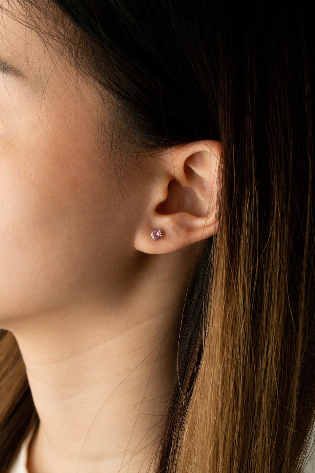 Plain Coloured Diamond Stud Barbell Earrings - Minimalist Lab