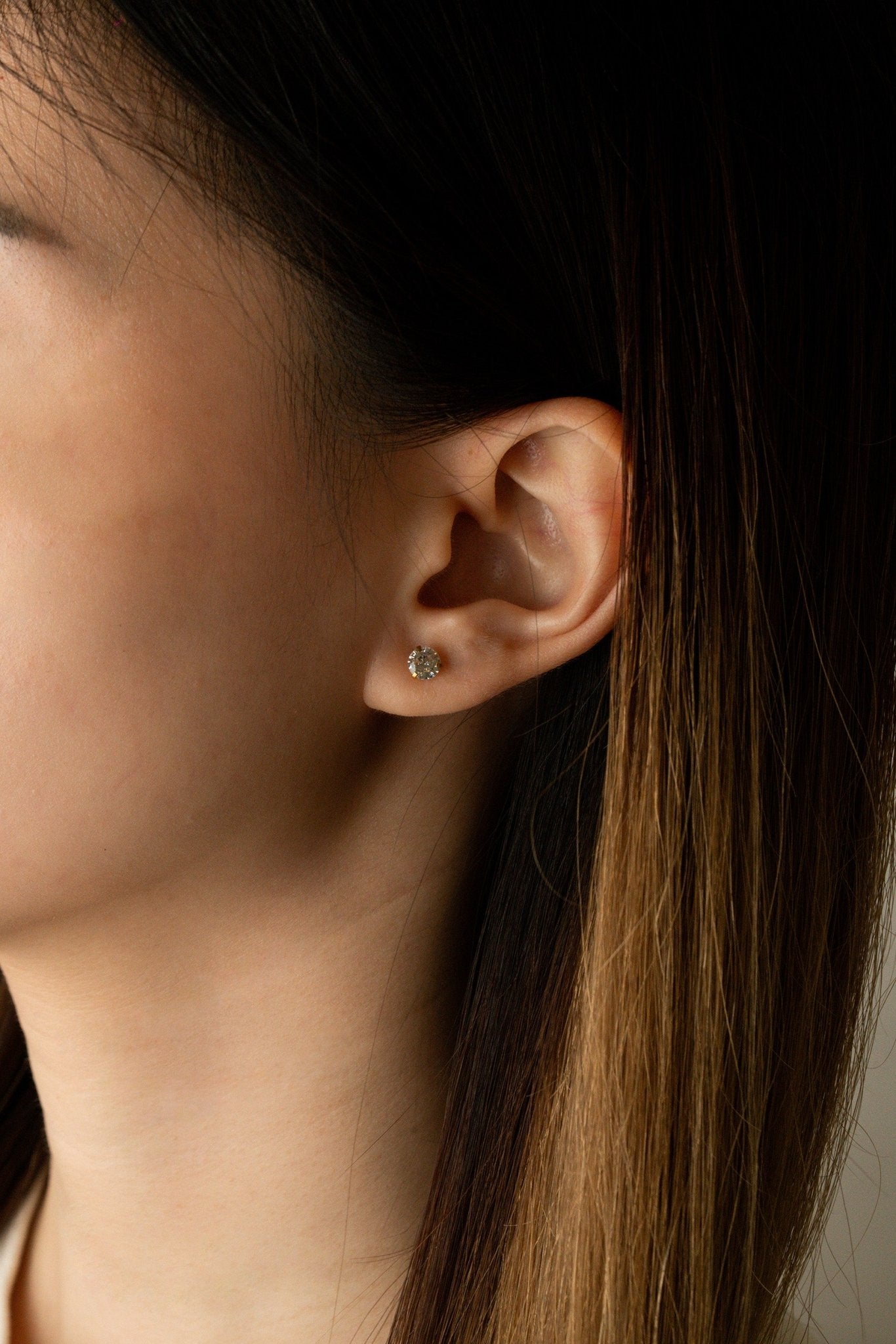 Plain Coloured Diamond Stud Barbell Earrings - Minimalist Lab