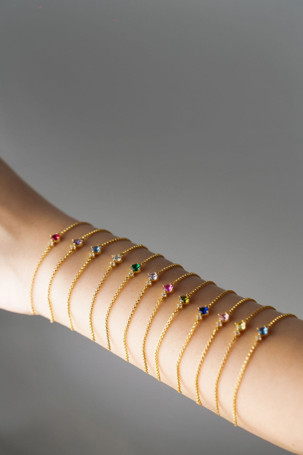 PRECIOUS Birthstone Sterling Silver Bracelet - Minimalist Lab