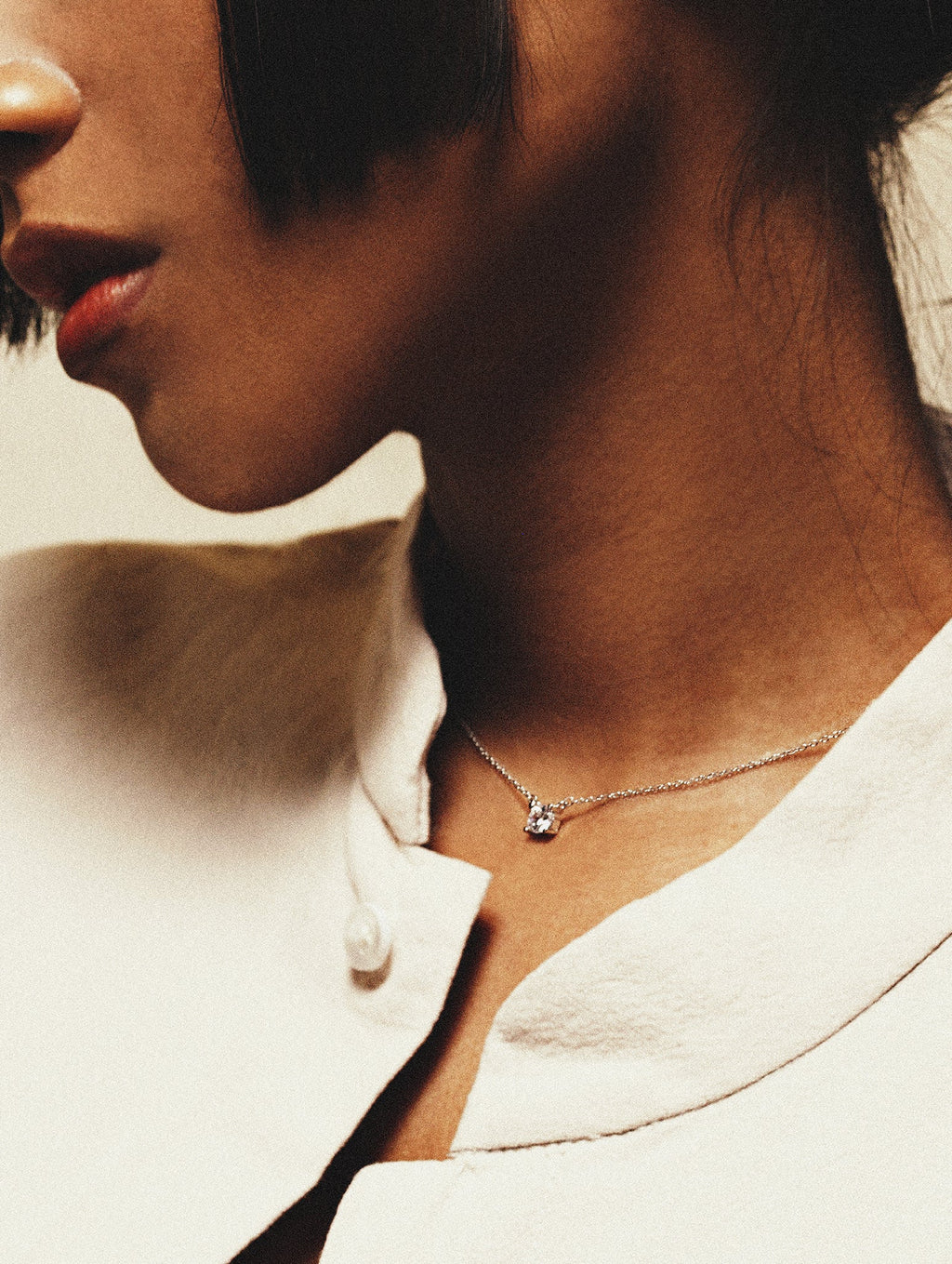 RAY Solitaire Diamond Sterling Silver Necklace - Minimalist Lab