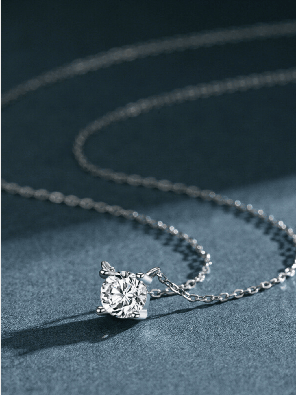 RAY Solitaire Diamond Sterling Silver Necklace - Minimalist Lab