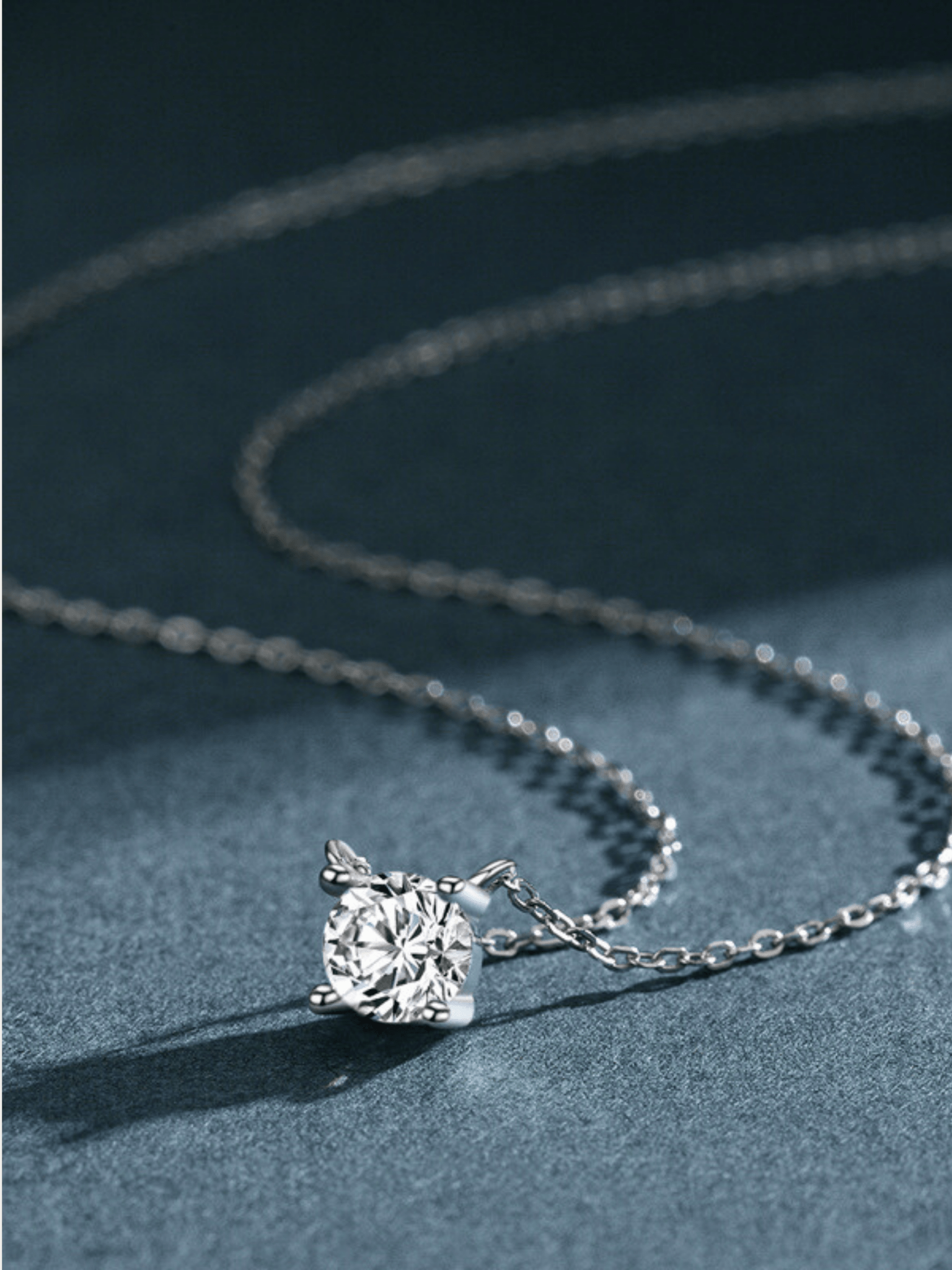 RAY Solitaire Diamond Sterling Silver Necklace - Minimalist Lab