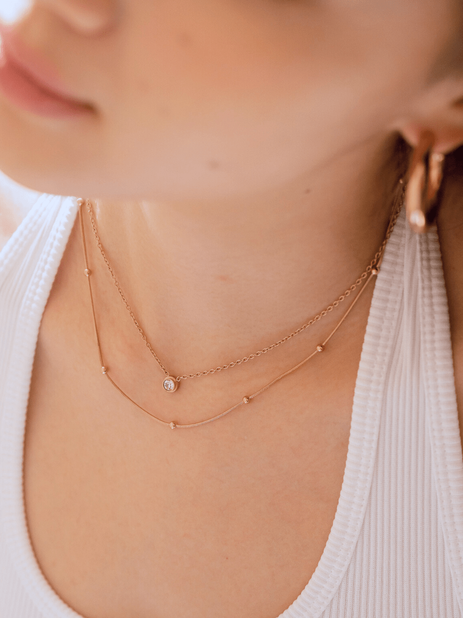 Rhea Satellite Snake Chain Necklace - Minimalist Lab