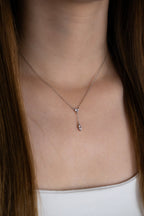 RILEY Diamond Lariat Sterling Silver Necklace - Minimalist Lab