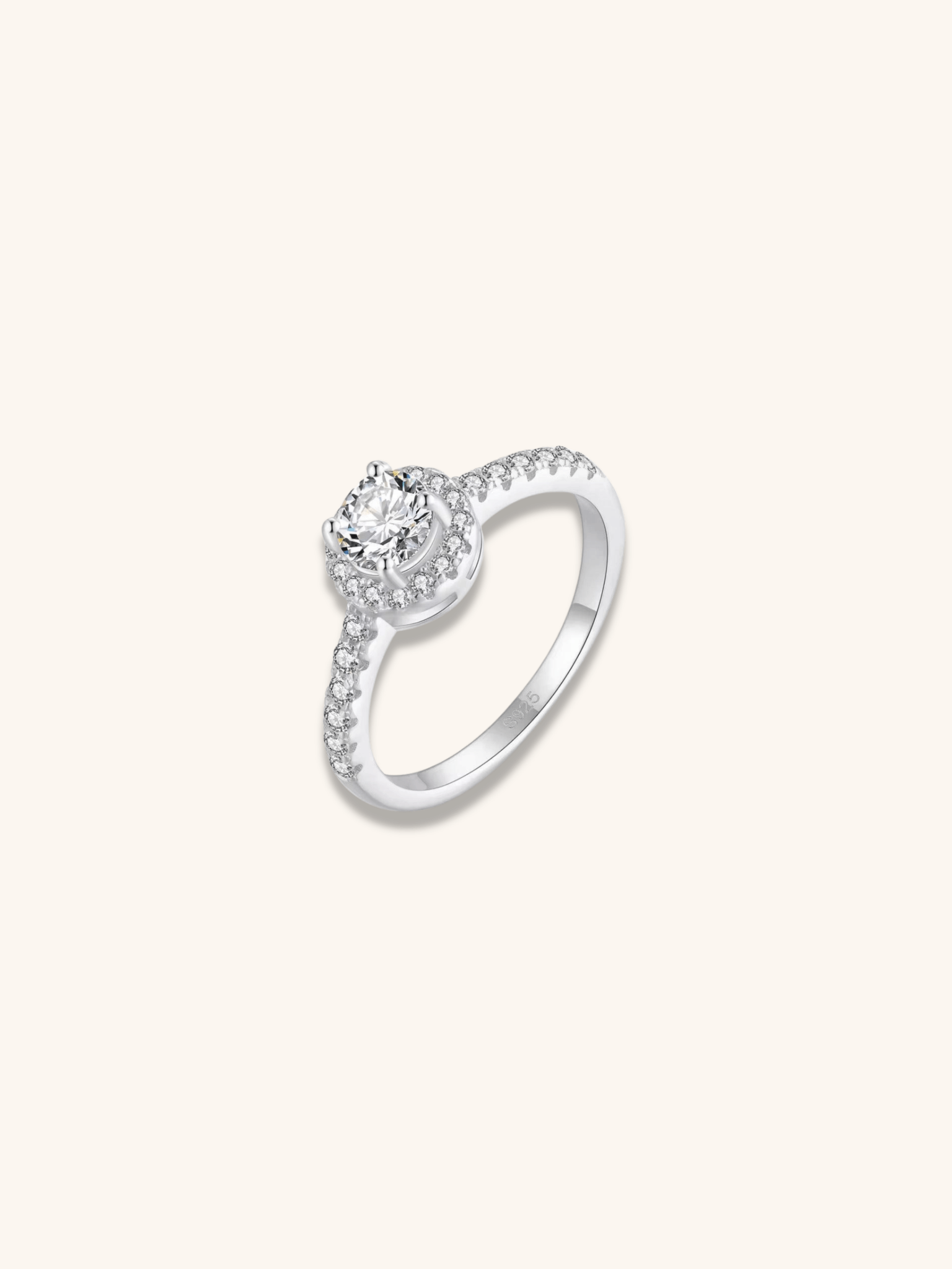 NOELLE Solitaire Diamond Sterling Silver Ring - Minimalist Lab