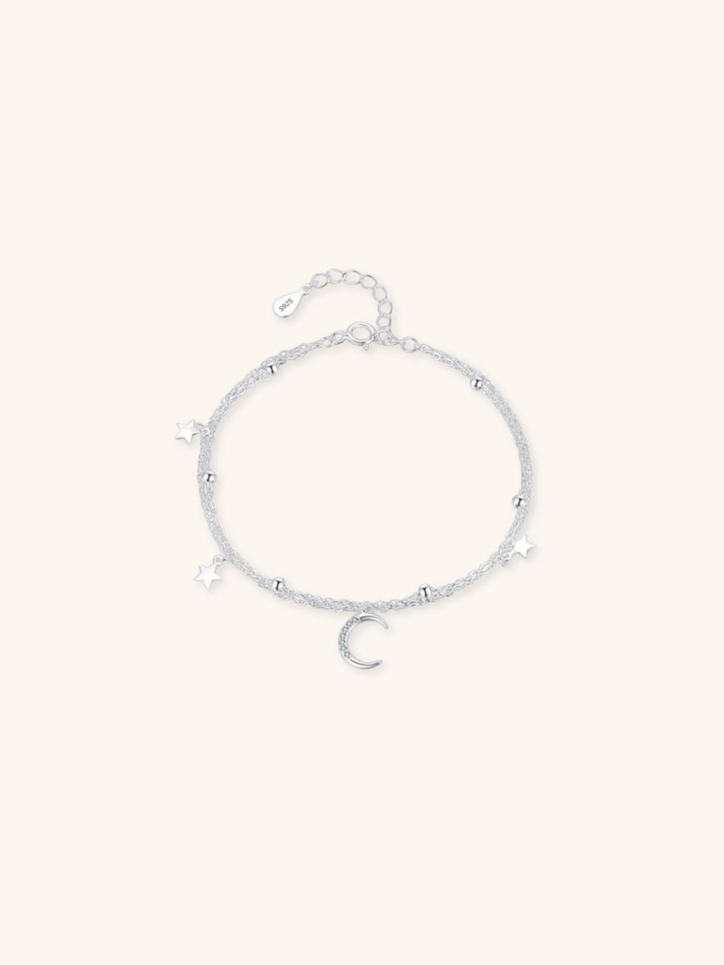 CRESSIDA Moon and Stars Sterling Silver Bracelet - Minimalist Lab