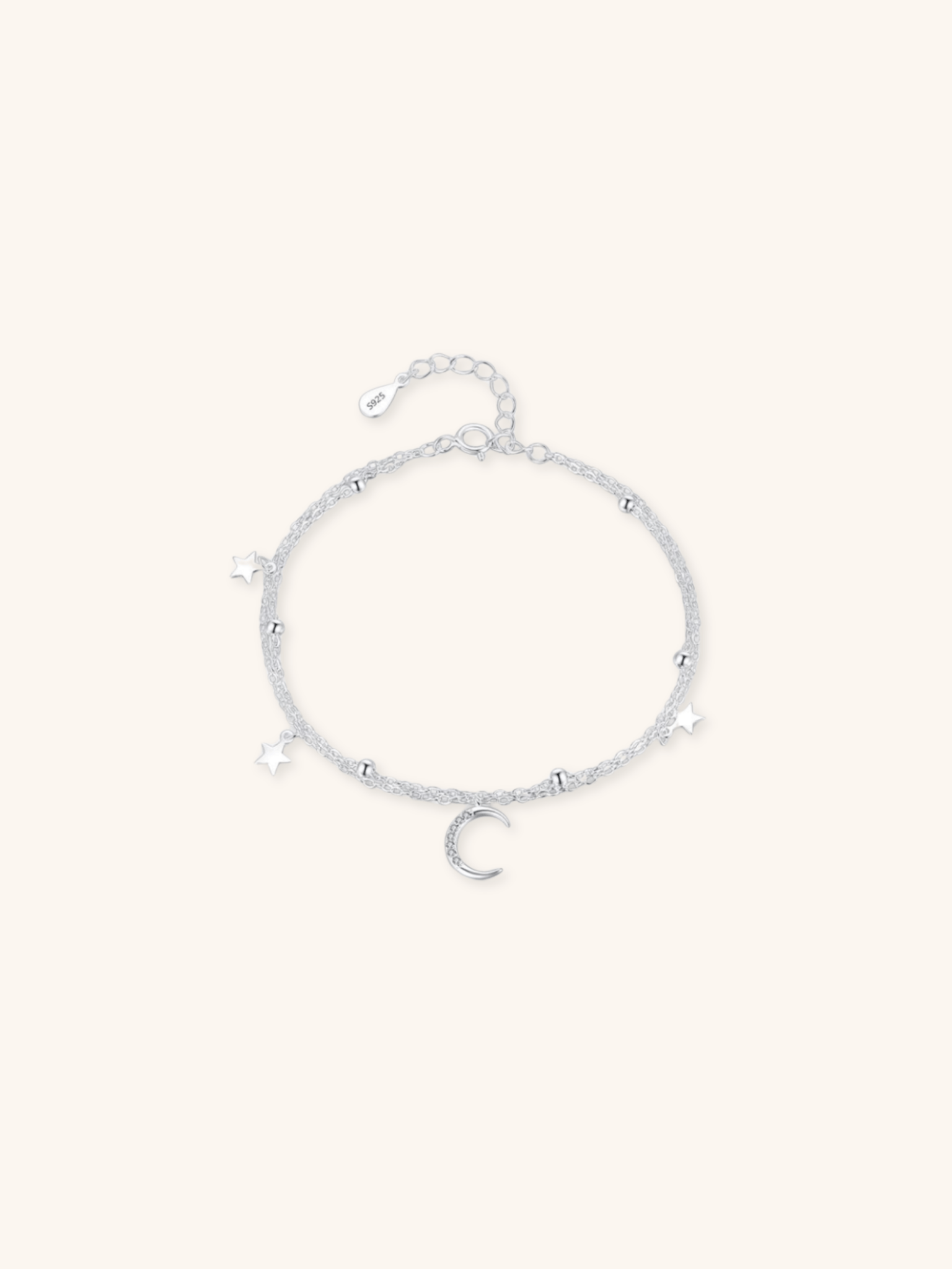 CRESSIDA Moon and Stars Sterling Silver Bracelet - Minimalist Lab