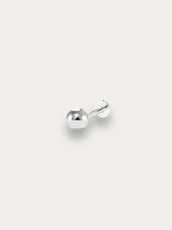 Round Ball Sterling Silver Single Flatback Stud - Minimalist Lab