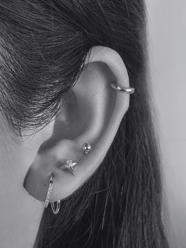 Round Ball Sterling Silver Single Flatback Stud - Minimalist Lab