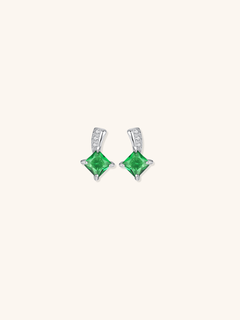 TARA Emerald Gemstone Sterling Silver Earstuds - Minimalist Lab