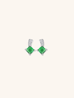 TARA Emerald Gemstone Sterling Silver Earstuds - Minimalist Lab