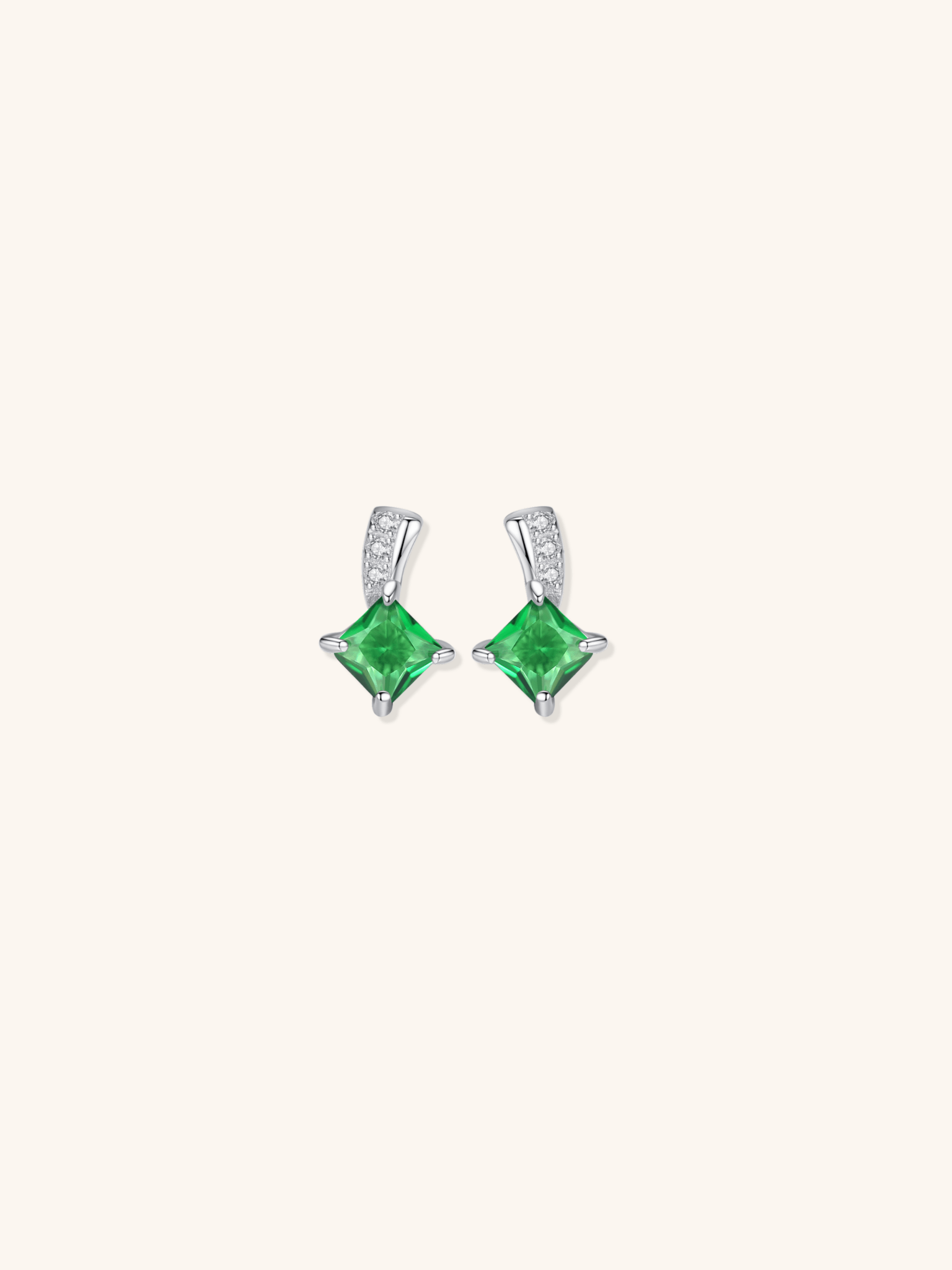 TARA Emerald Gemstone Sterling Silver Earstuds - Minimalist Lab