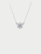 Snow Amour Moissanite Snowflake Necklace – 1 Carat Round Cut - Minimalist Lab