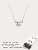 Snow Amour Moissanite Snowflake Necklace – 1 Carat Round Cut - Minimalist Lab