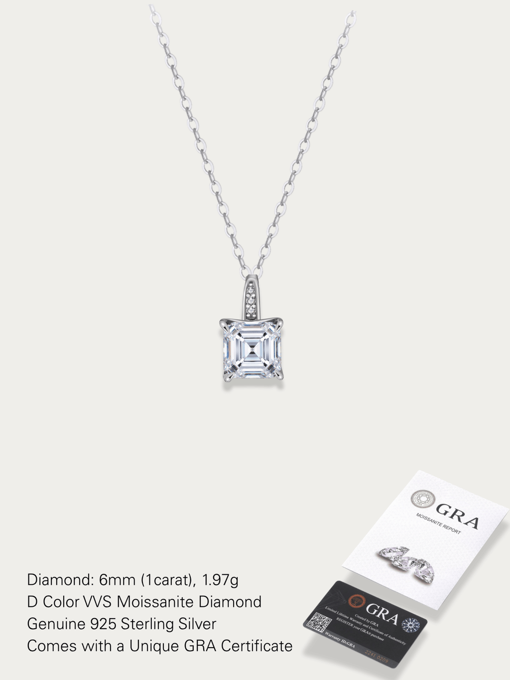 Solenne Moissanite Necklace – 1 Carat Square Cut - Minimalist Lab
