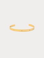 Flat rectangular band profile detail on Star Spangled Bangle, 18K gold plated stainless steel