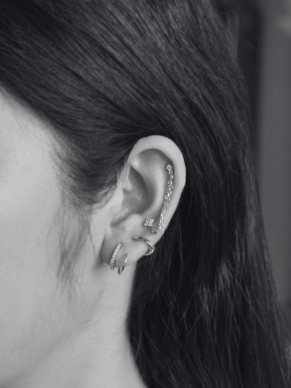 Starry Chain Sterling Silver Single Earring - Minimalist Lab