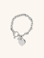 Heart Chain Engravable Toggle Bracelet - Minimalist Lab