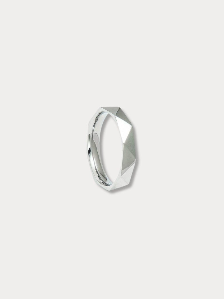MNML Trion Rhombus Ring in titanium silver — front view, geometric ring Malaysia