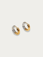 two tone gold silver huggie earrings Malaysia