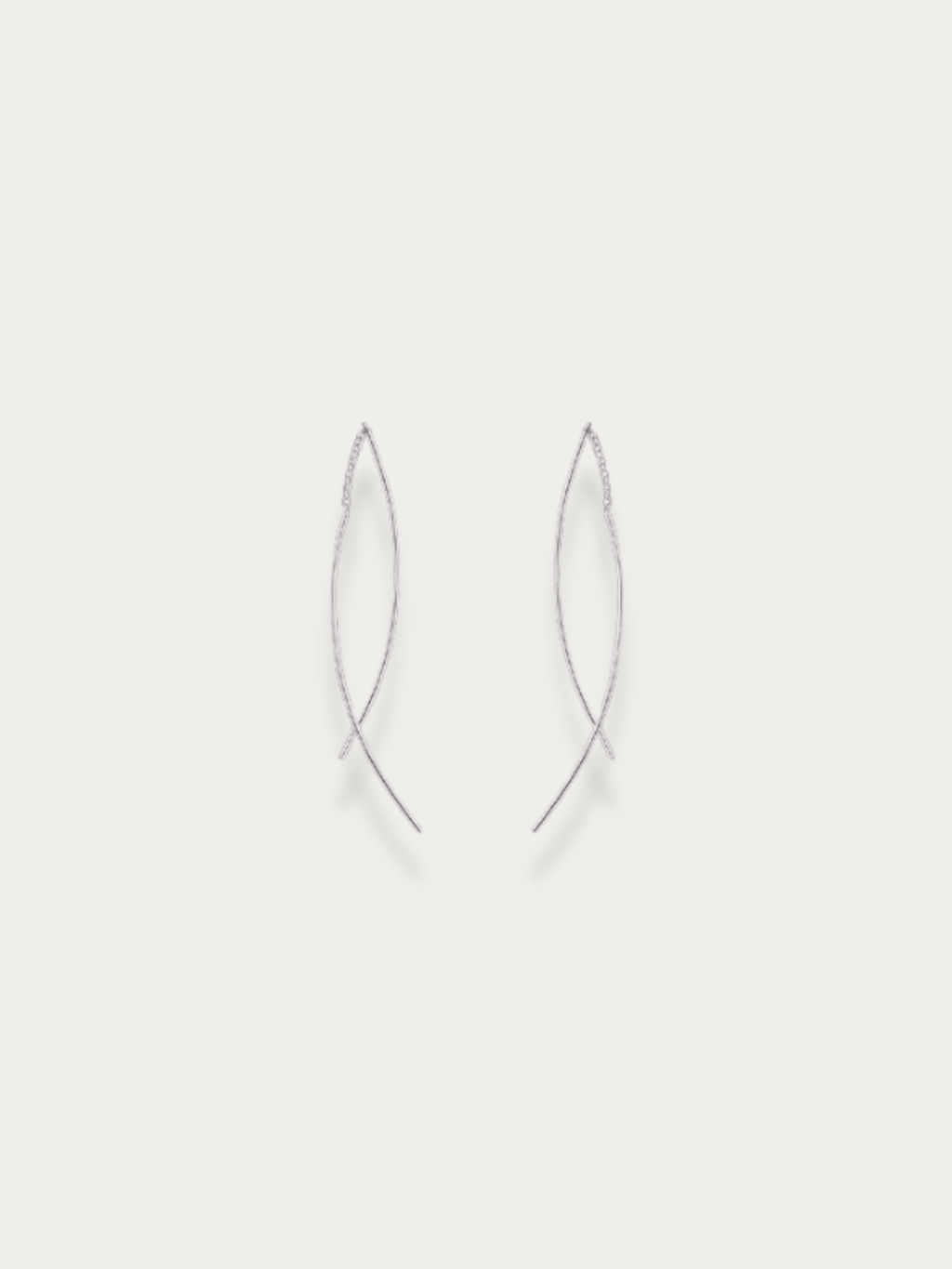 Aeris Threader Earrings 925 sterling silver product flatlay showing elongated arc silhouette pair