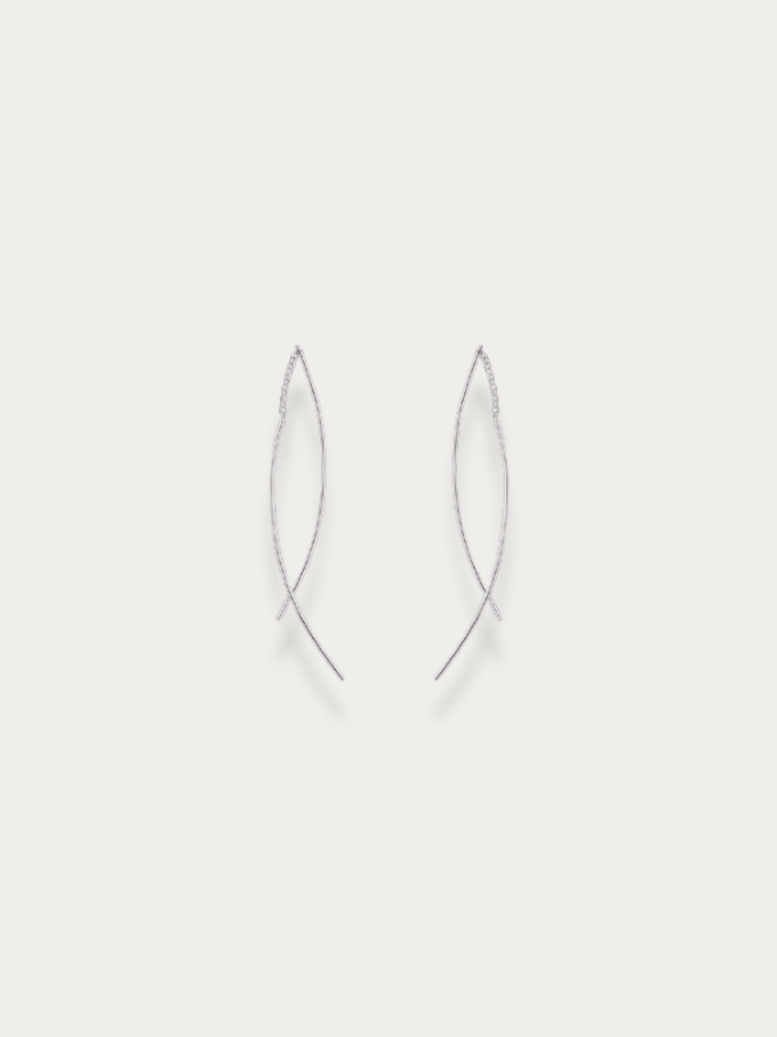 Aeris Threader Earrings 925 sterling silver product flatlay showing elongated arc silhouette pair
