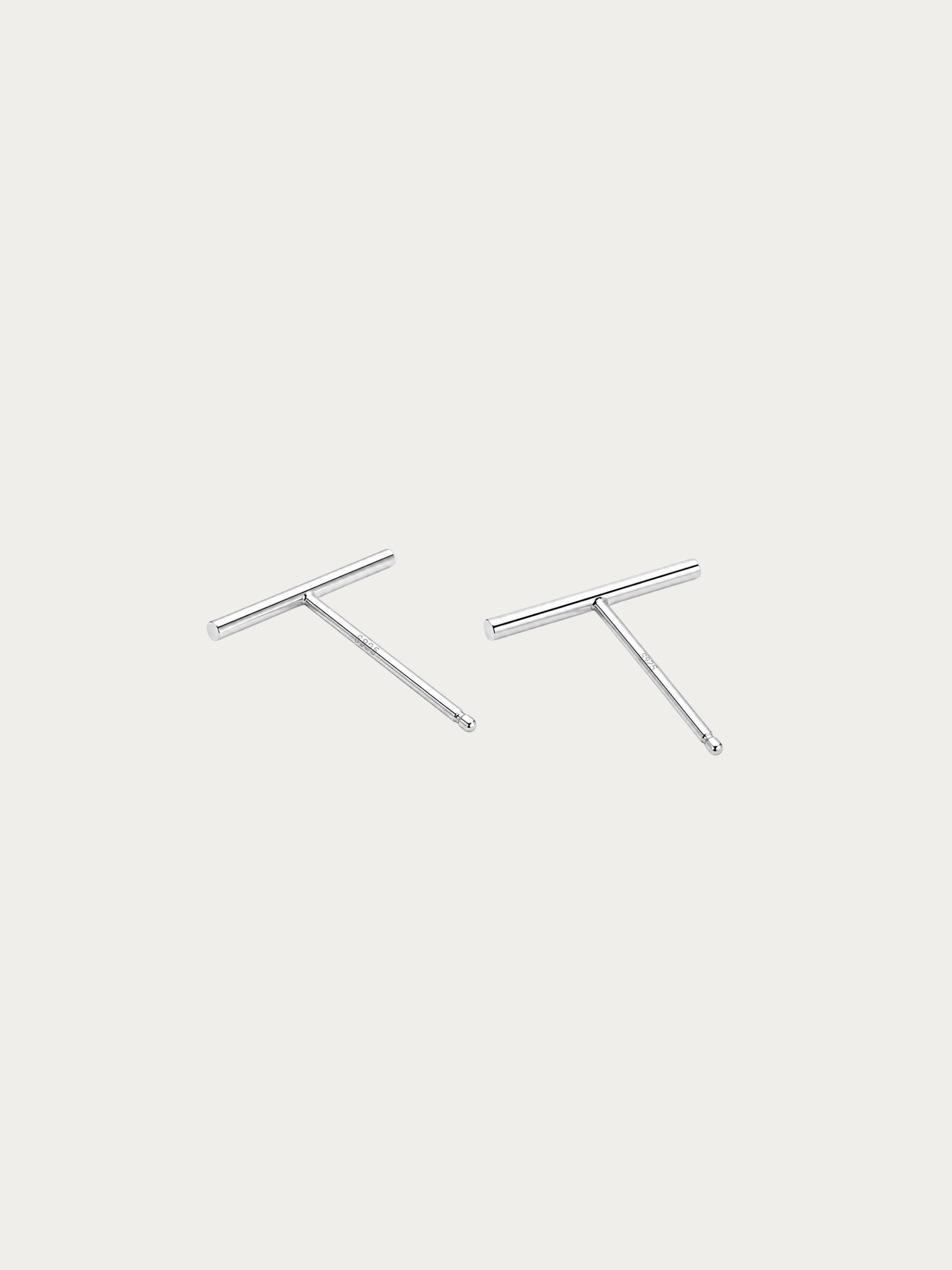 Alaia Minimalist Bar Stud Earrings pair in 925 sterling silver, studio hero shot