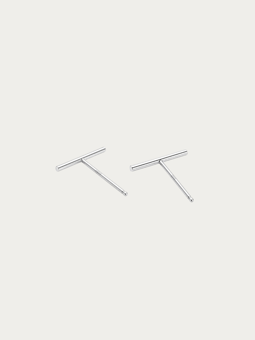 Alaia Minimalist Bar Stud Earrings pair in 925 sterling silver, studio hero shot