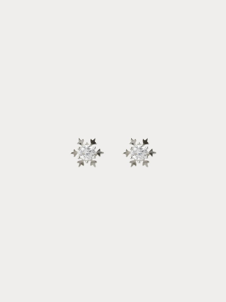 ALASKA Diamond Snowflake earrings pair, 925 sterling silver