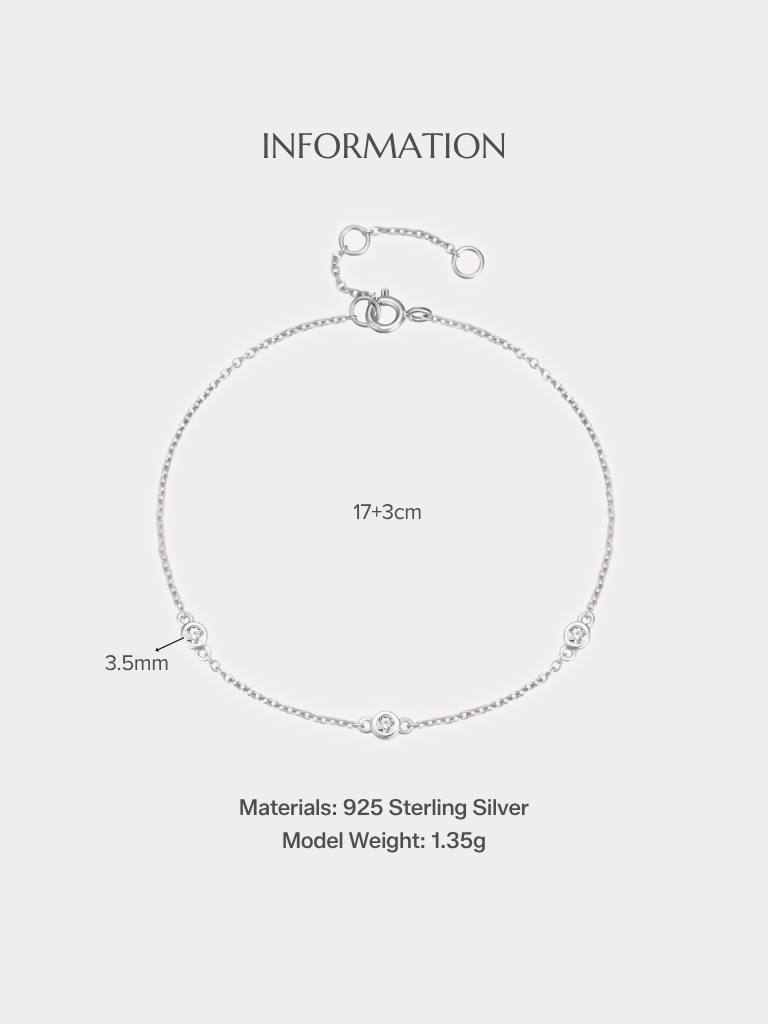 ALEXIS Trio Diamond Bracelet size and material specifications
