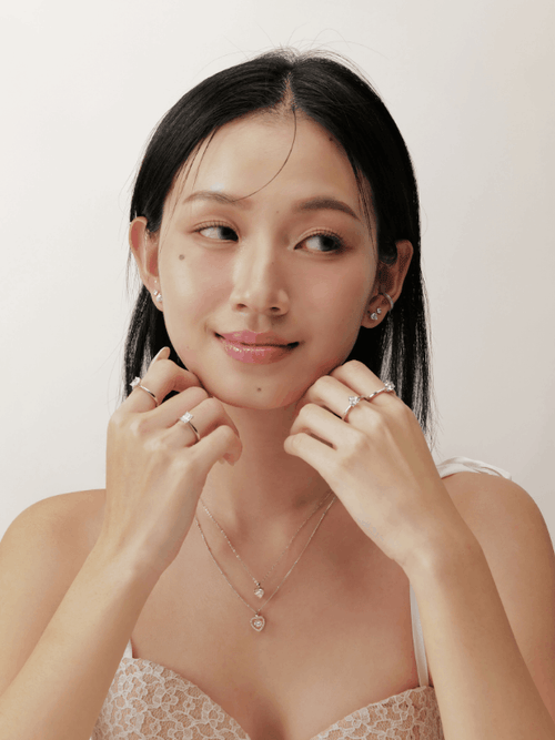 Sterling silver dancing diamond heart necklace MNML