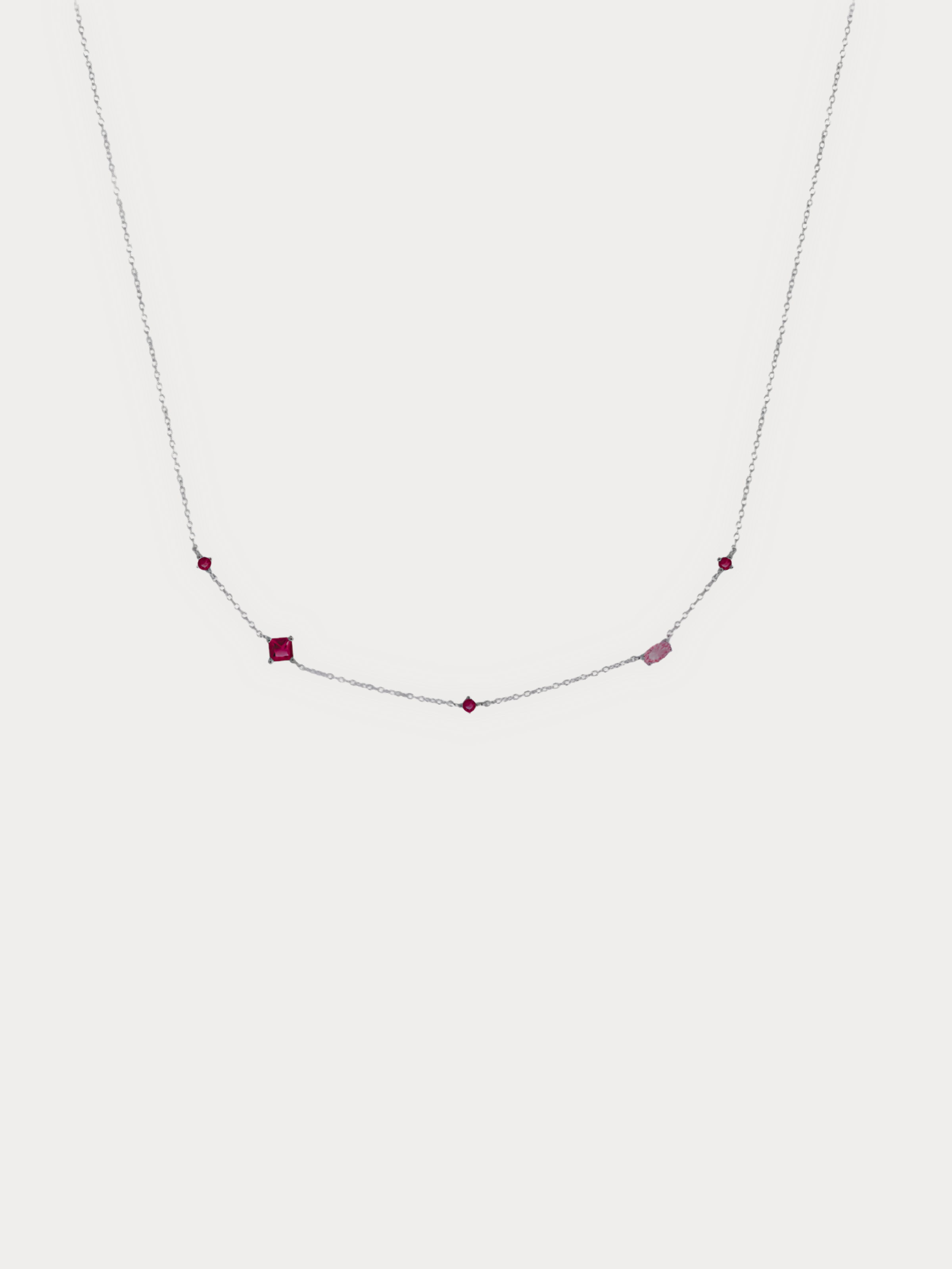 AMELIA Sparkling Diamonds Necklace in red/pink multi-tone, full view
