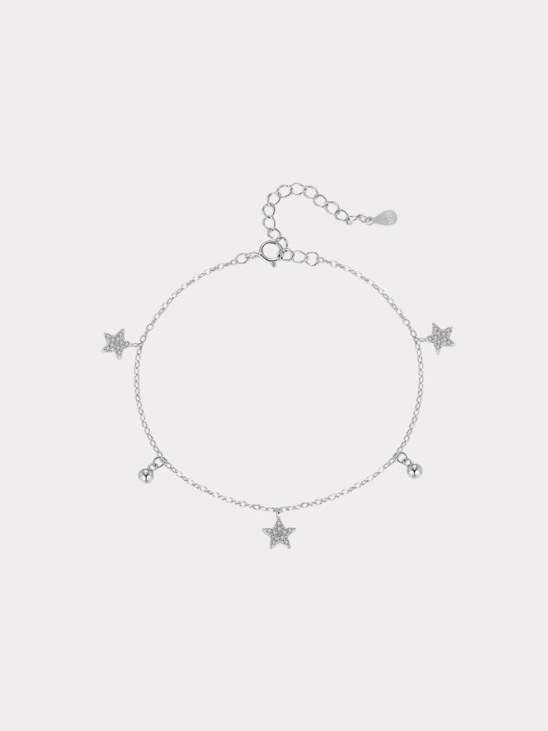 APOLLO Star Charms Bracelet in silver full flat lay, 925 sterling silver