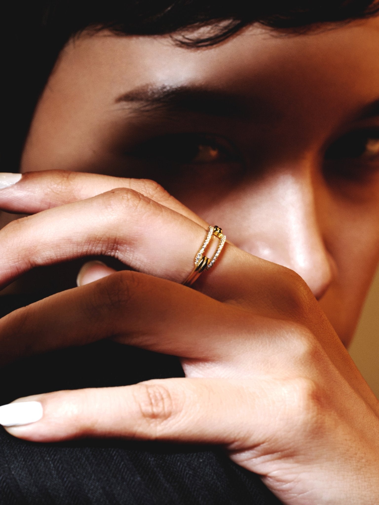 ARIA Chain Link Ring in gold, full view
