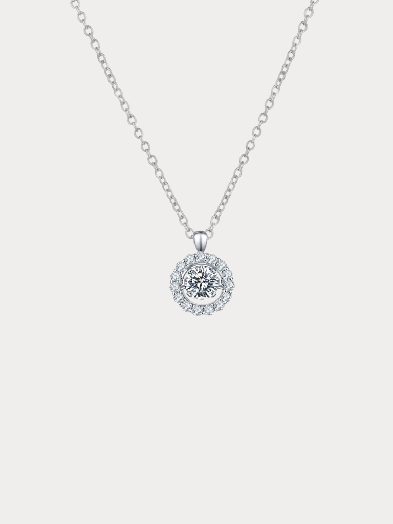 ARIANNA Dancing Diamond Necklace in silver, full view