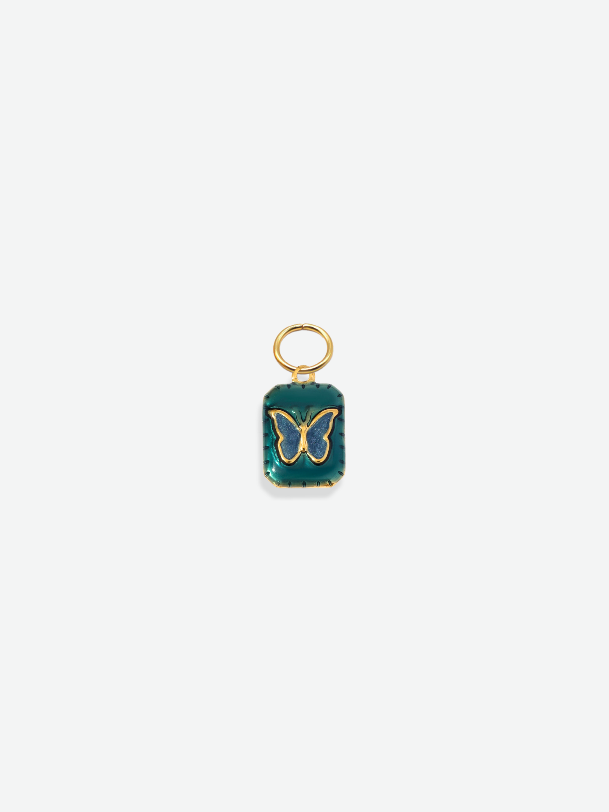 Artisan hand-enamel butterfly tag charm 18K gold plated stainless steel
