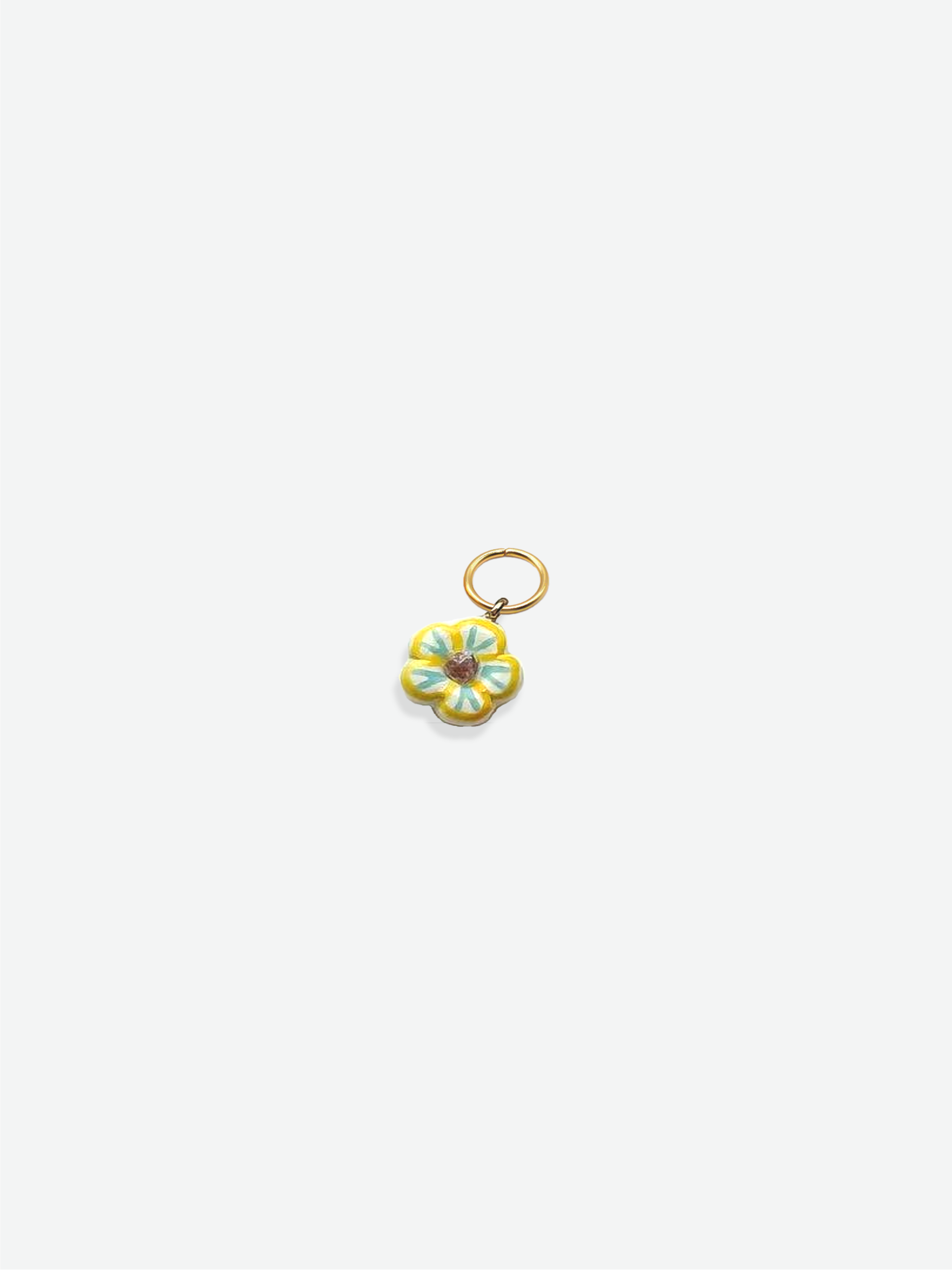 Artsy enamel yellow flower charm stainless steel