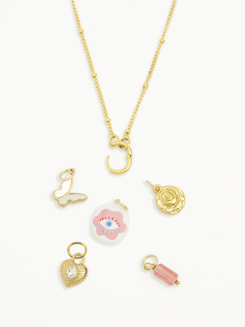 Artsy eye charm gold plated DIY necklace