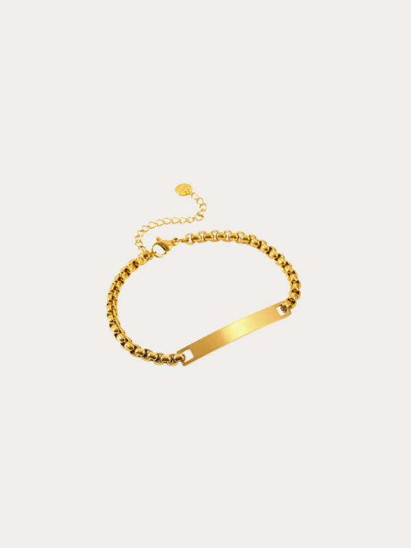 Atlas Engravable ID Bracelet in gold stainless steel 