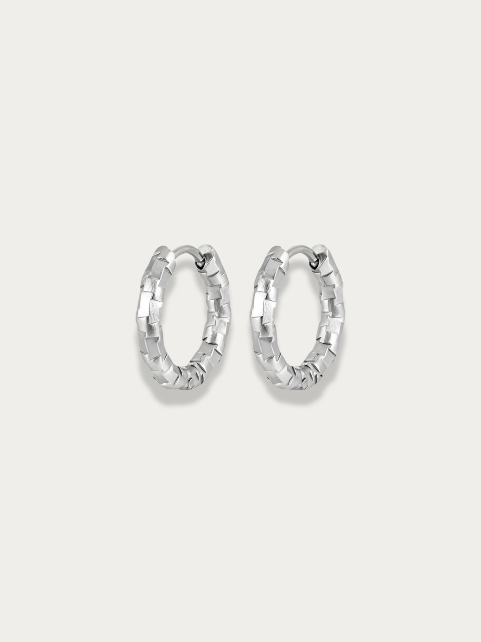 Atlas Textured Hoop Earrings in silver, 13mm size, studio hero shot
