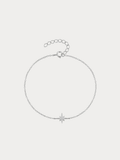 ATRIA North Star Bracelet in silver color full flat lay, 925 sterling silver