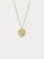 Aurora Medallion Engravable Necklace gold with CZ stone