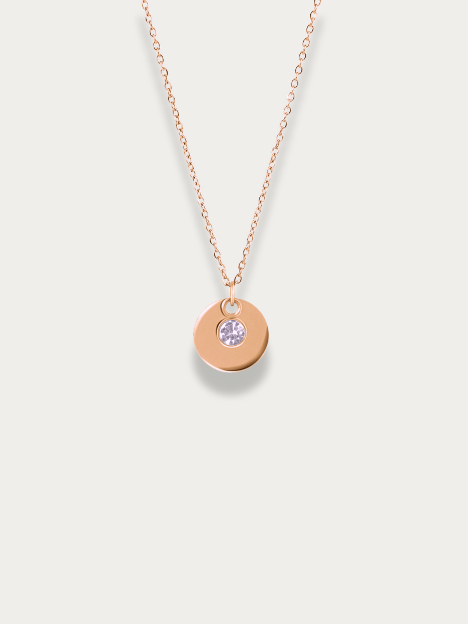Aurora Medallion Engravable Necklace gold with CZ stone