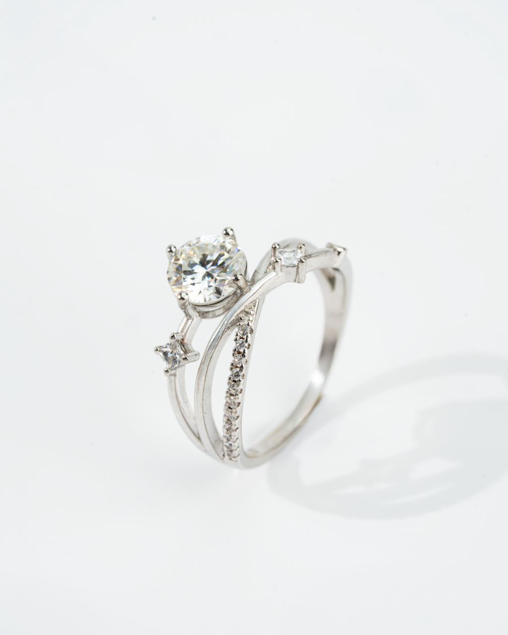 Top-down view of Aveline Moissanite Ring center stone