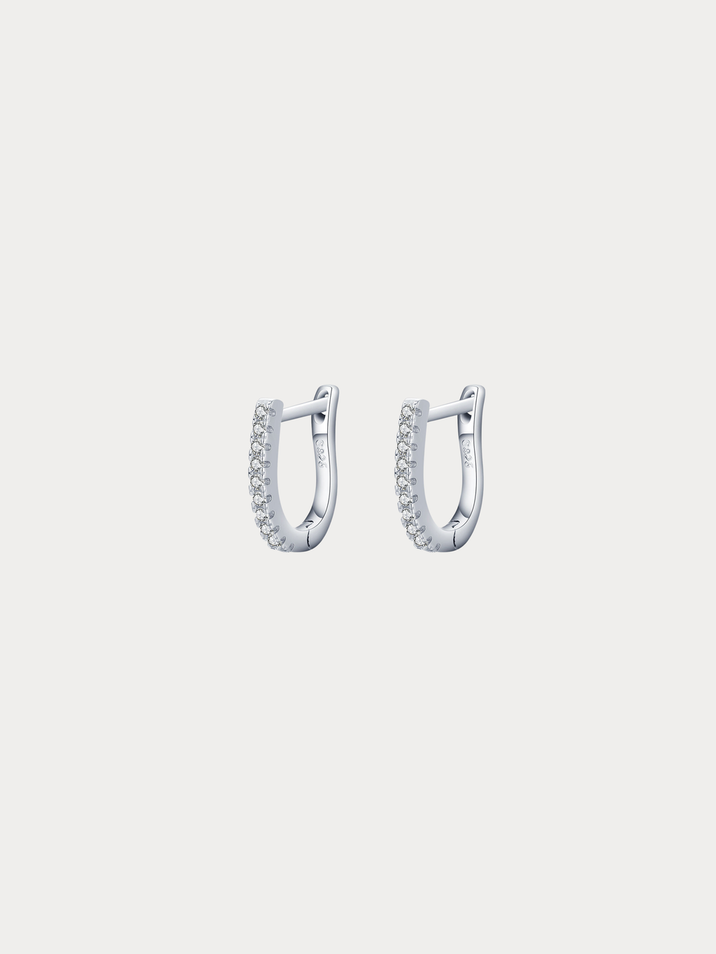 AVERY U-Shaped Ear Hoops pair front view, 925 sterling silver