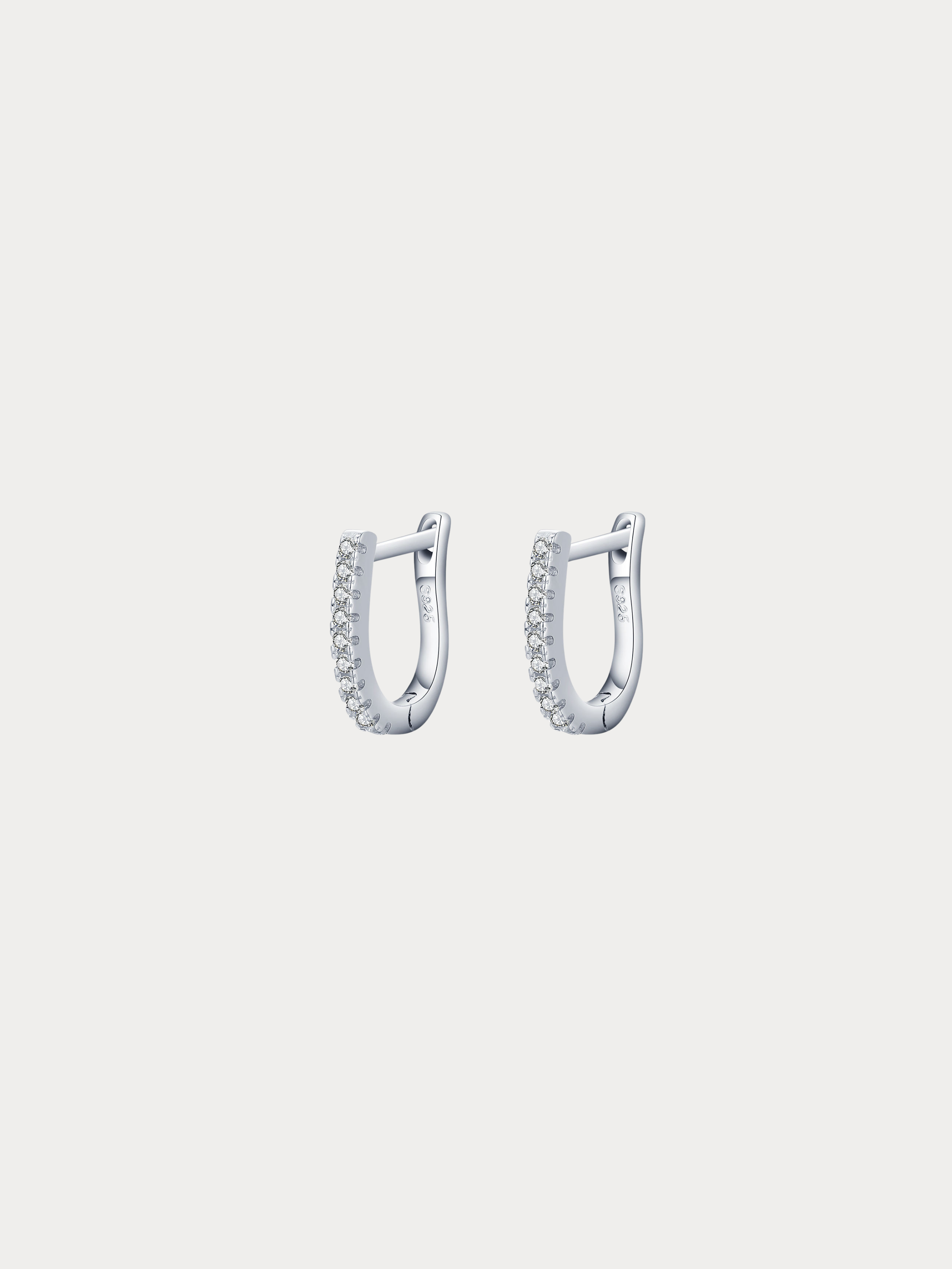 AVERY U-Shaped Ear Hoops pair front view, 925 sterling silver
