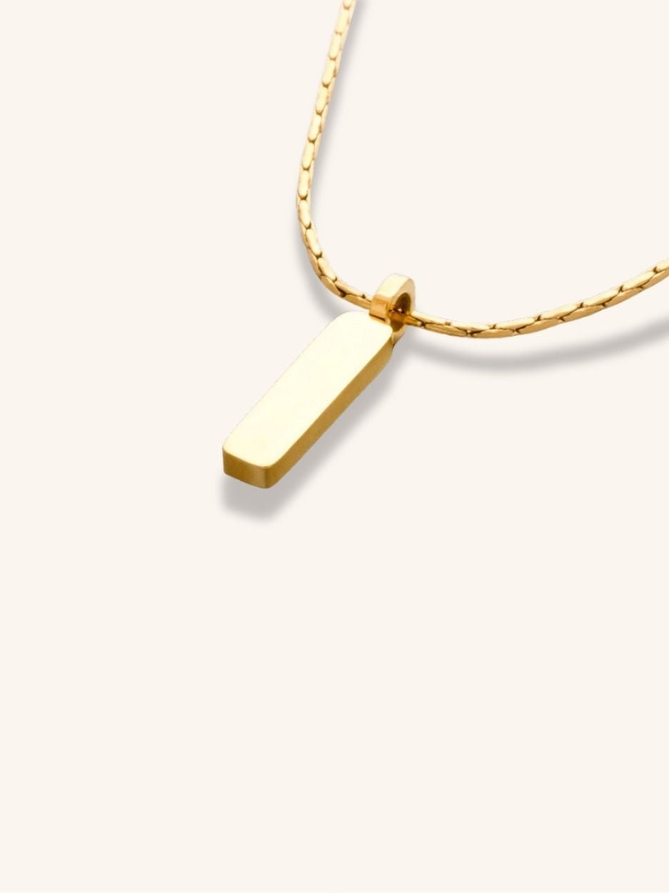 minimalist titanium pendant necklace close up