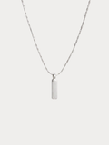 Axis Pendant Wheat Chain Necklace in silver, full length shot