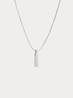 Axis Pendant Wheat Chain Necklace in silver, full length shot